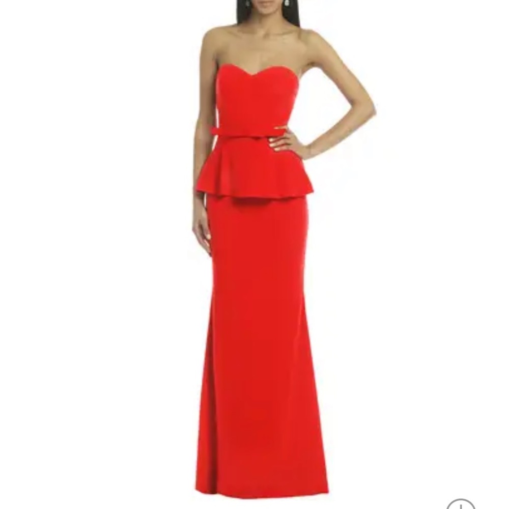 Badgley Mischka Rosalind Red Peplum Gown